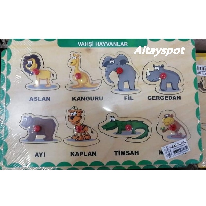 Toptan Tutmalı Ahşap Yapboz Vahşi Hayvanlar