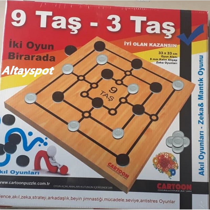 Toptan 9 Taş Ve 3 Taş Oyunu Ahşap