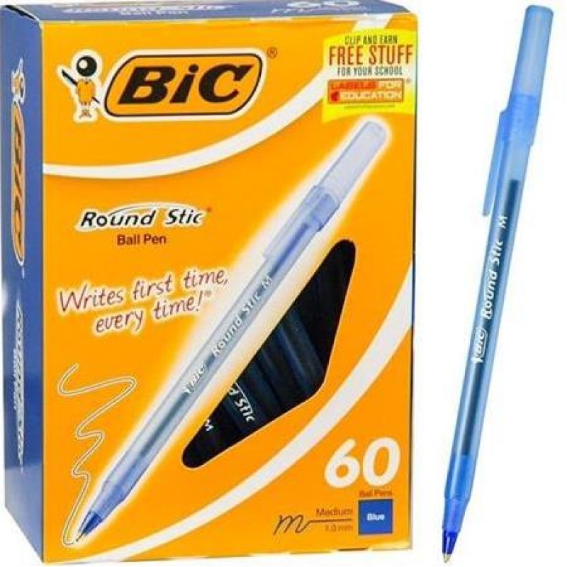 Toptan Bic Round Stic Tükenmez Kalem 60 lı Mavi