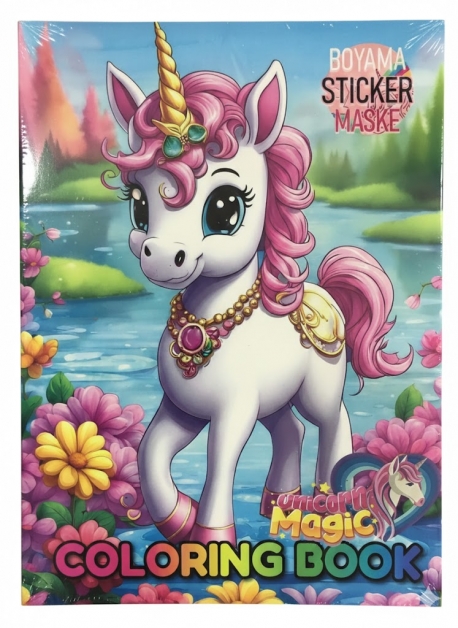 Unicorn Magic Boyama Kitabı Sticker Maske Eğlencesi