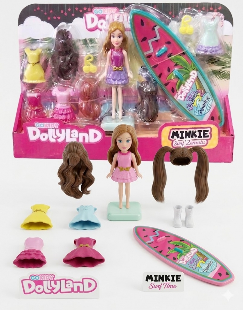 Toptan Gokidy DollyLand Minkie Surf Zamanı Aksesuarlı Bebek