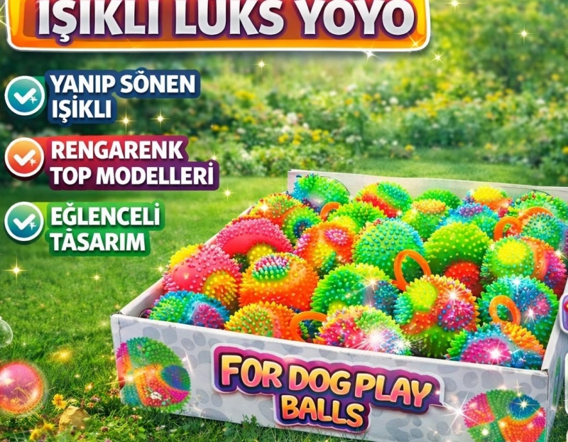 Toptan Işıklı Lüks Yoyo Kirpi Top - Parmak Halkalı Esnek Stres Oyuncağı (12'li Set)