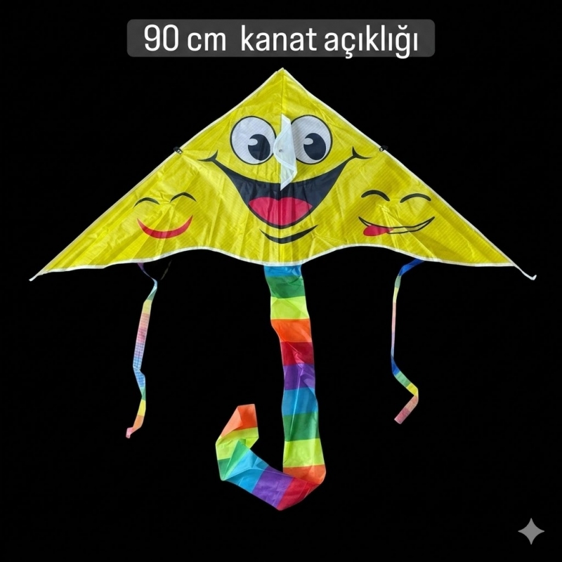 Toptan Emoji Desenli Dev Uçurtma - 90 cm Kanat Açıklığı