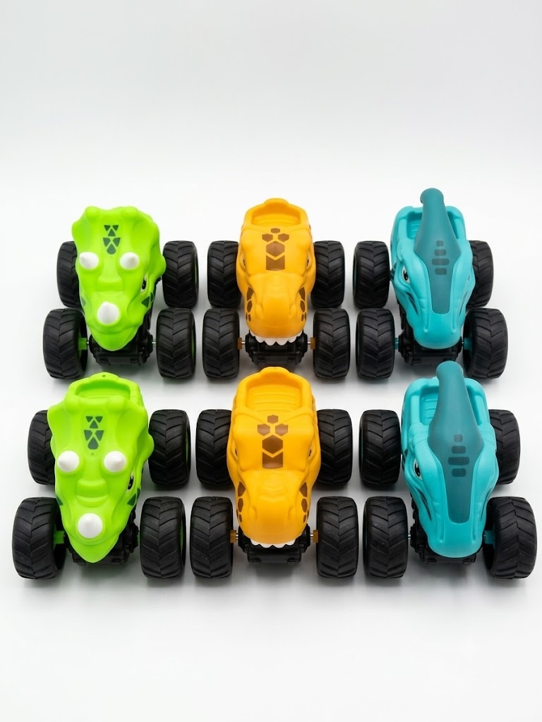 Toptan Dinazor Figürlü Sürtmeli Monster Truck Oyuncak Araba Seti (6'lı Paket)