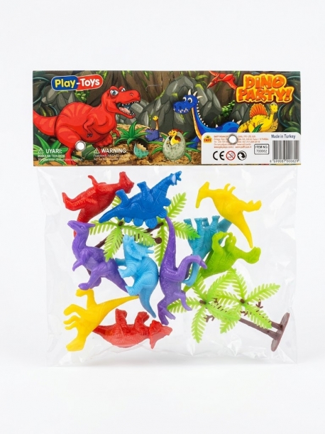 Toptan Play-Toys Dino Party Plastik Dinazor Ve Palmiye Ağacı Seti (Çoklu Paket)